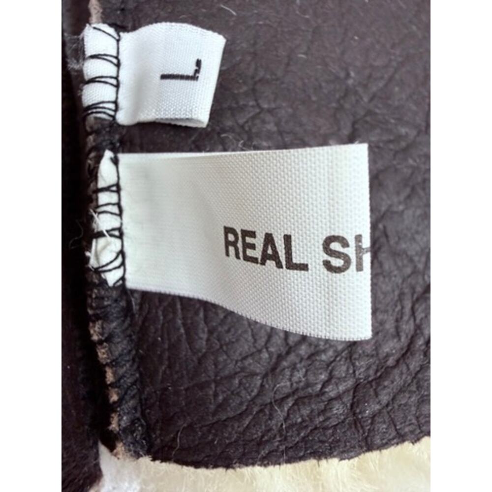 Real Sheepskin Shearling Mittens Dark Brown Black L Winter Warm - Picture 4 of 5